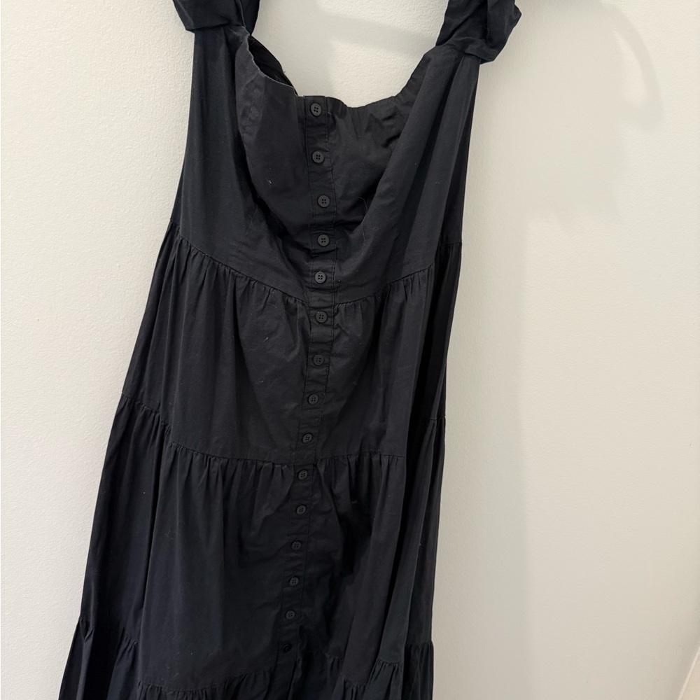 STAUD Black Button-Down Dress